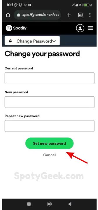 Spotify Account Password Changed