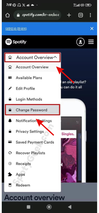 Spotify Password Change
